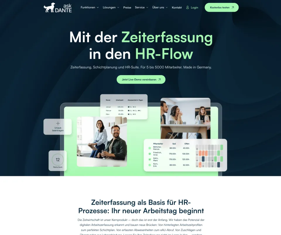 Website preview for AskDante